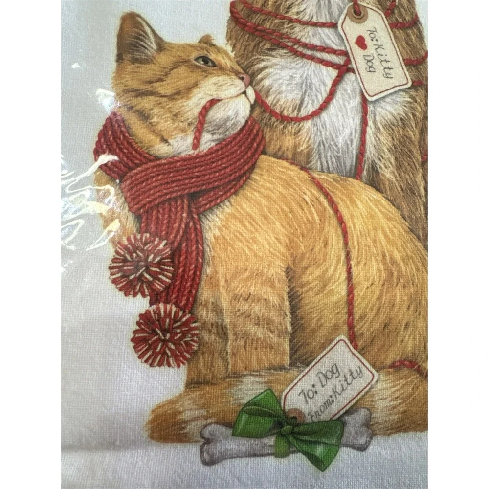 Mary Lake Thompson Flour Sack Kitchen Tea Dish Towel Cat‎ & Dog Pets Christmas